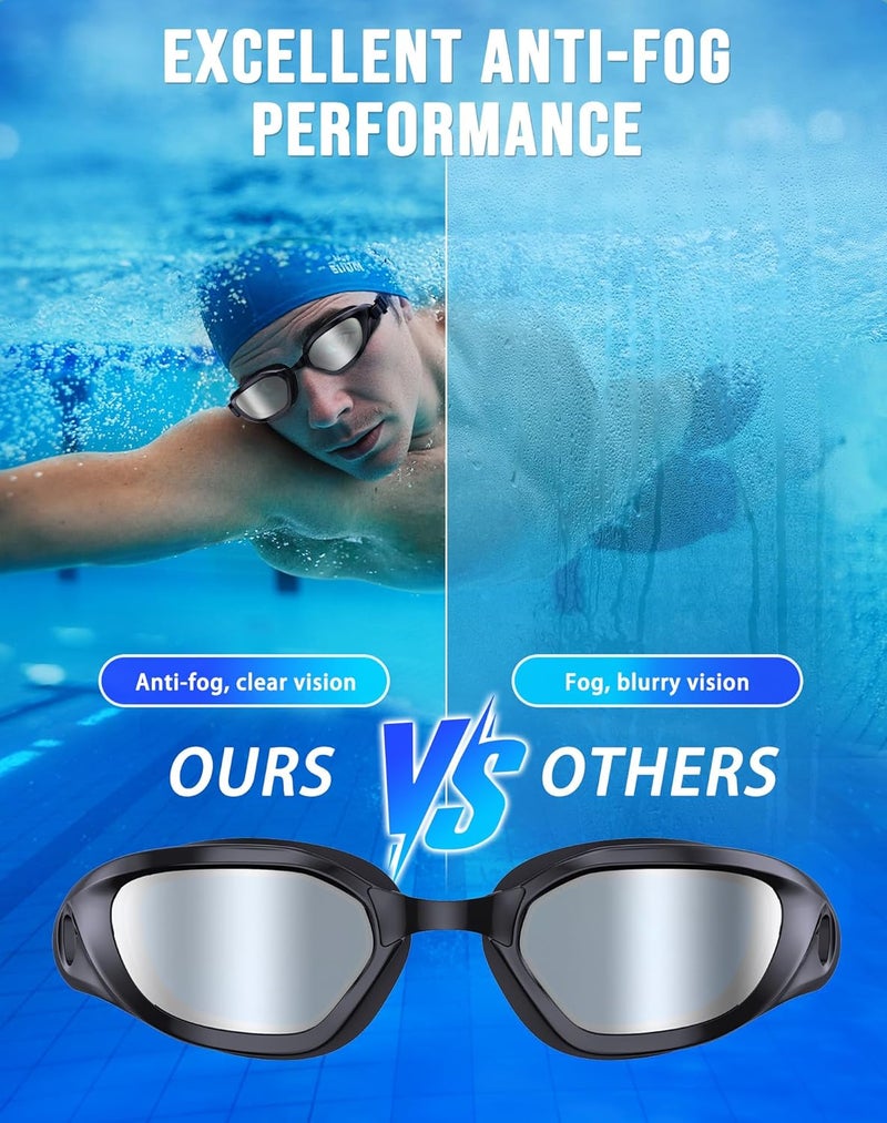 Vegemono Swim Goggles, Unisex Adult Swimming Goggles Anti Fog Anti UV No Leakage Wide View for Men Women Youth - Image 3